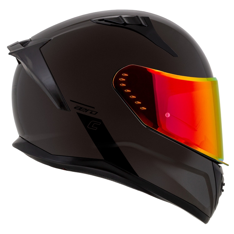 Cassida Aero Super Mono Integralhjelm, Blank Sort Krom-Sort