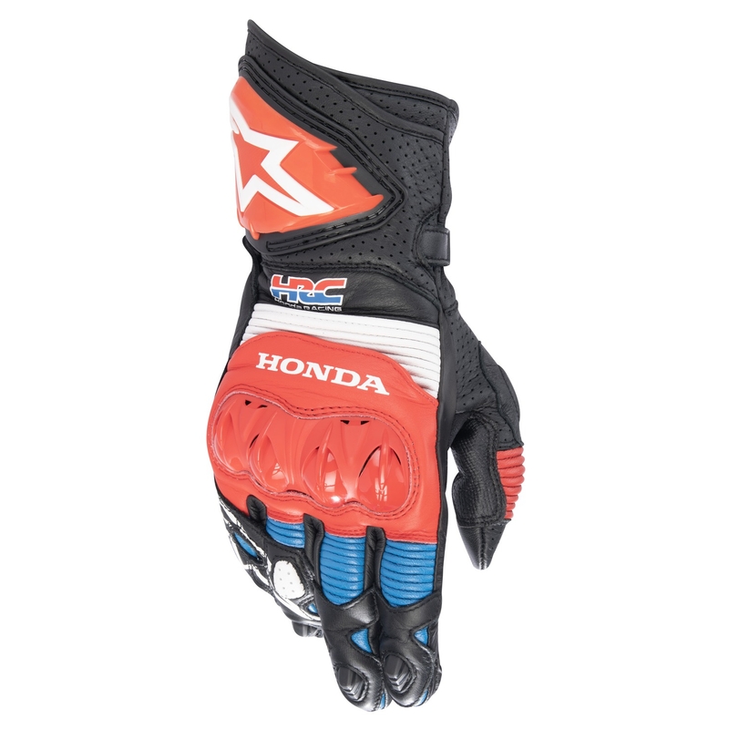 Alpinestars GP PRO R 3 Honda motorcykelhandsker sort-rød fluo-blå-hvid