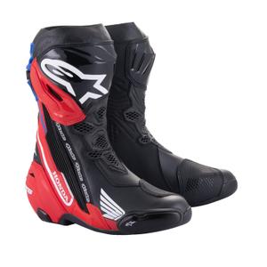 Alpinestars Supertech R Honda motorcykelstøvler sort-rød fluo-blå-hvid
