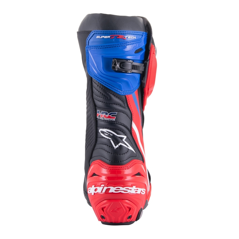 Alpinestars Supertech R Honda motorcykelstøvler sort-rød fluo-blå-hvid