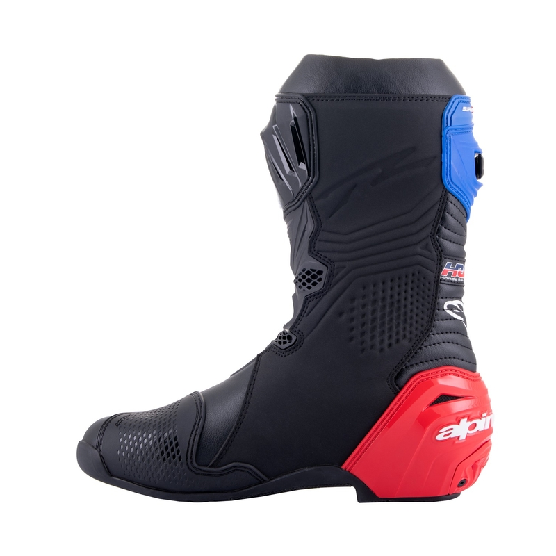 Alpinestars Supertech R Honda motorcykelstøvler sort-rød fluo-blå-hvid