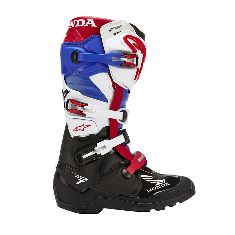 Motorcykelstøvler Alpinestars Tech 7 Enduro Drystar Honda, Sort-Blå-Hvid-Rød