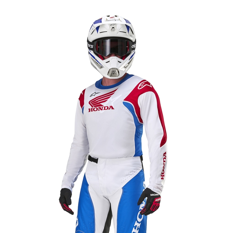 Alpinestars Racer Iconic Honda kollektion motocrosstrøje hvid-blå-rød-sort