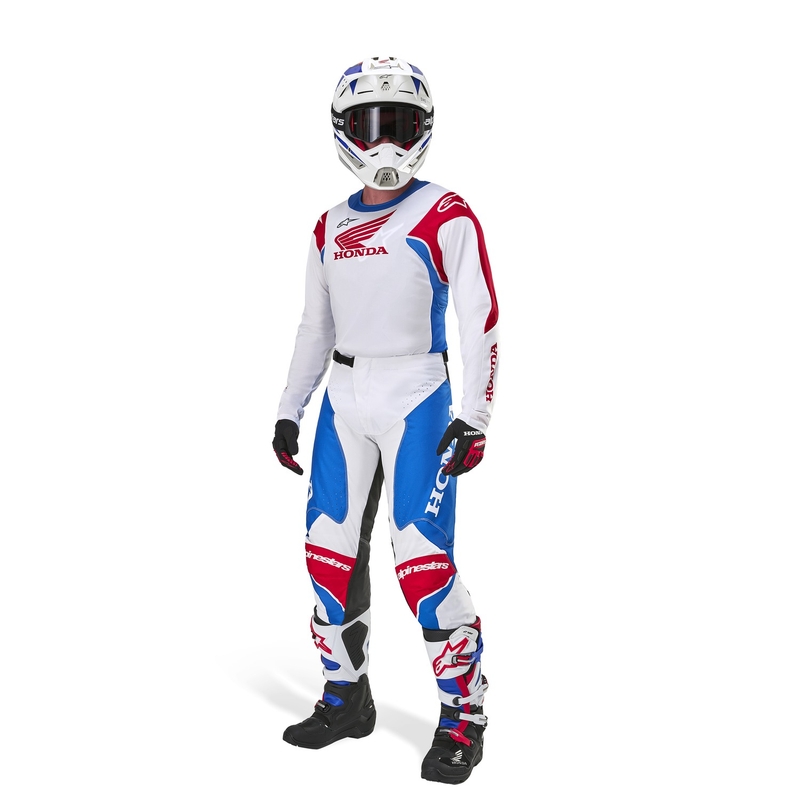 Alpinestars Racer Iconic Honda kollektion motocrosstrøje hvid-blå-rød-sort