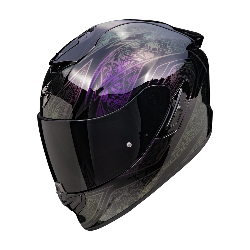 Integreret motorcykelhjelm Scorpion EXO-1400 EVO II Air Fantasy sort-chameleon udsalg