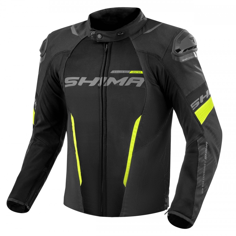 Motorcykeljakke Shima Solid 2.0 Vent sort-fluogul