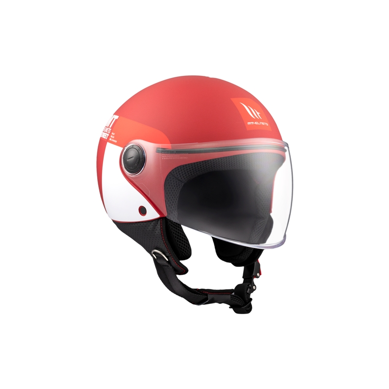 Åben motorcykelhjelm MT STREET INBOARD C5 mat rød og hvid