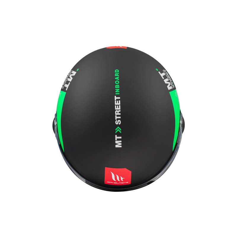 Åben motorcykelhjelm MT STREET INBOARD D6 mat sort-grøn