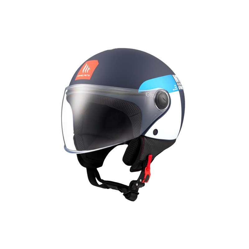 Åben motorcykelhjelm MT STREET INBOARD C7 mat blå-hvid