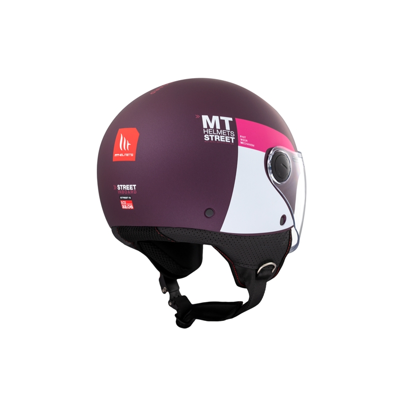 Åben motorcykelhjelm MT STREET INBOARD C8 mat lilla-pink