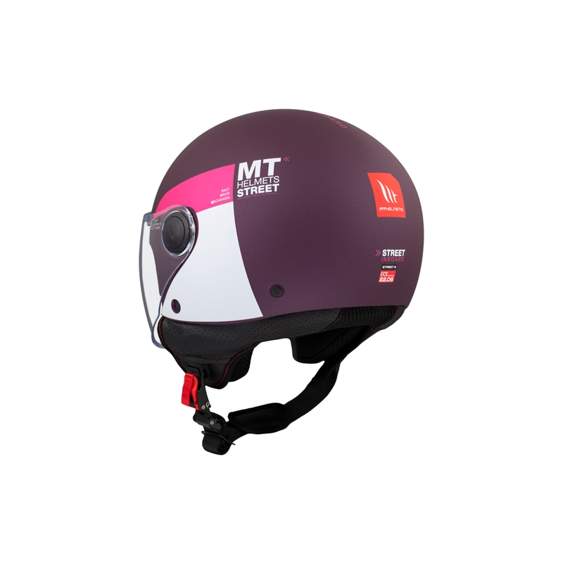 Åben motorcykelhjelm MT STREET INBOARD C8 mat lilla-pink