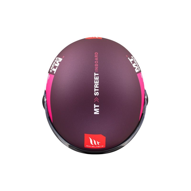 Åben motorcykelhjelm MT STREET INBOARD C8 mat lilla-pink