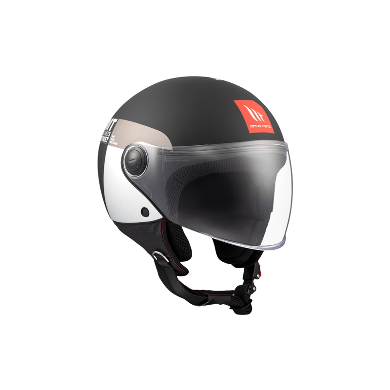 Åben motorcykelhjelm MT STREET INBOARD D2 mat sort-sølv