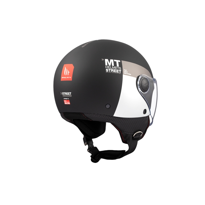 Åben motorcykelhjelm MT STREET INBOARD D2 mat sort-sølv