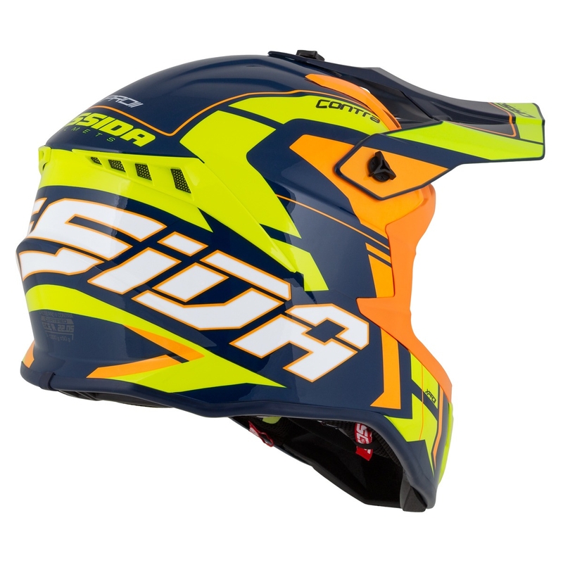 Cassida Cross Pro 2 Contra fluo gul-orange-blå motocrosshjelm