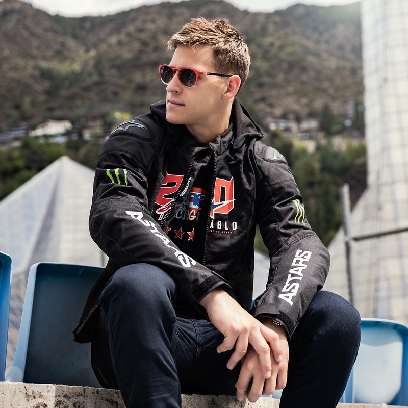 Alpinestars Zaca Air Monster FQ20 sort-rød-blå-hvid-grøn motorcykeljakke