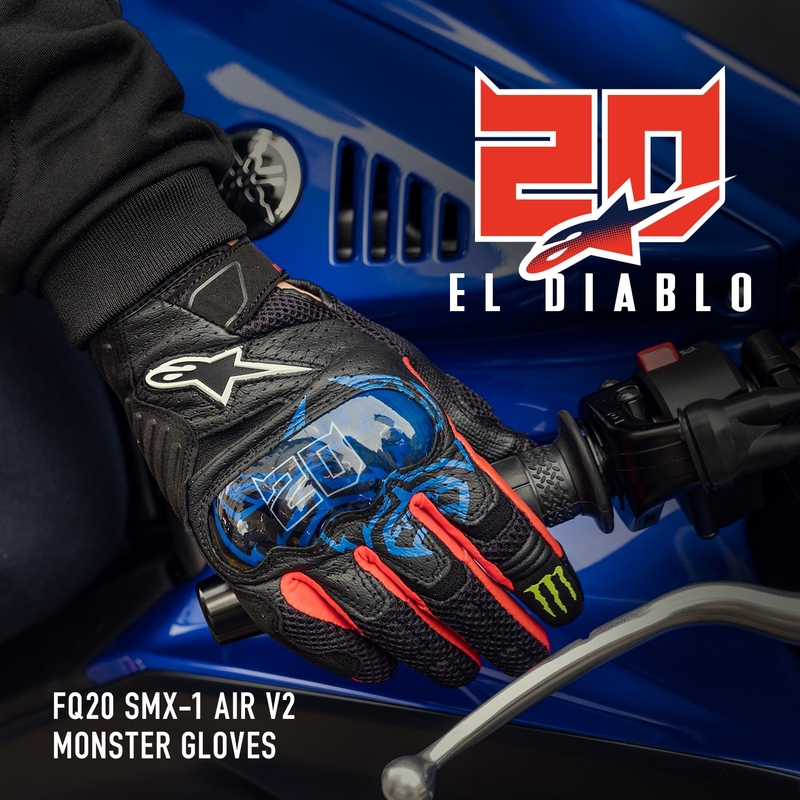 Alpinestars SMX-1 Air 2 Monster FQ20 Sort-rød-blå-hvid-grøn motorcykelhandsker