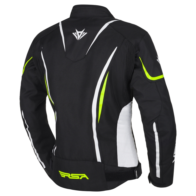 RSA Wasp Black-White-Fluo Yellow motorcykeljakke til kvinder