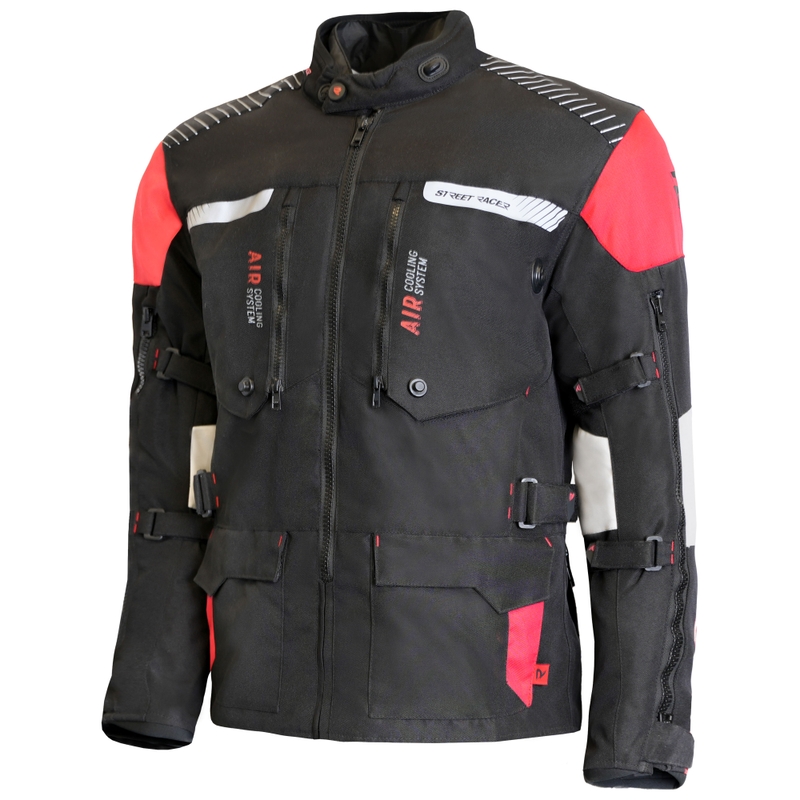 Street Racer All Season sort-grå-rød motorcykeljakke