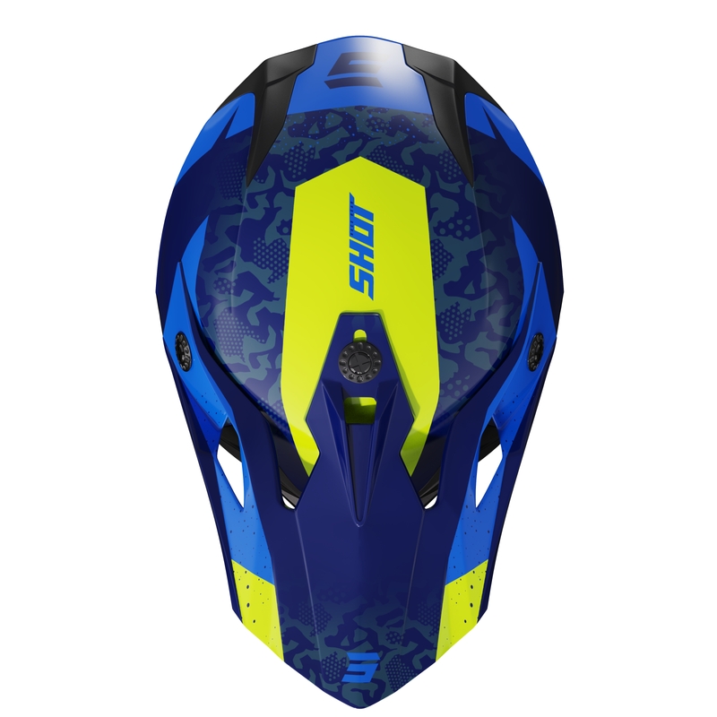 Motocrosshjelm til børn Shot Pulse Airfit blank blå-fluogul udsalg