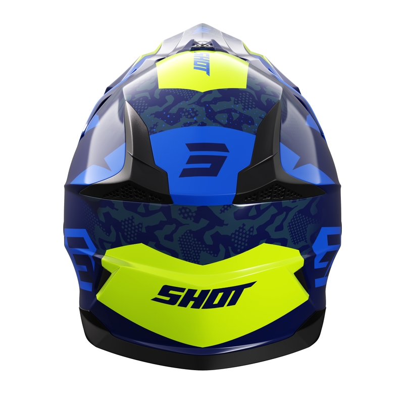 Motocrosshjelm til børn Shot Pulse Airfit blank blå-fluogul udsalg