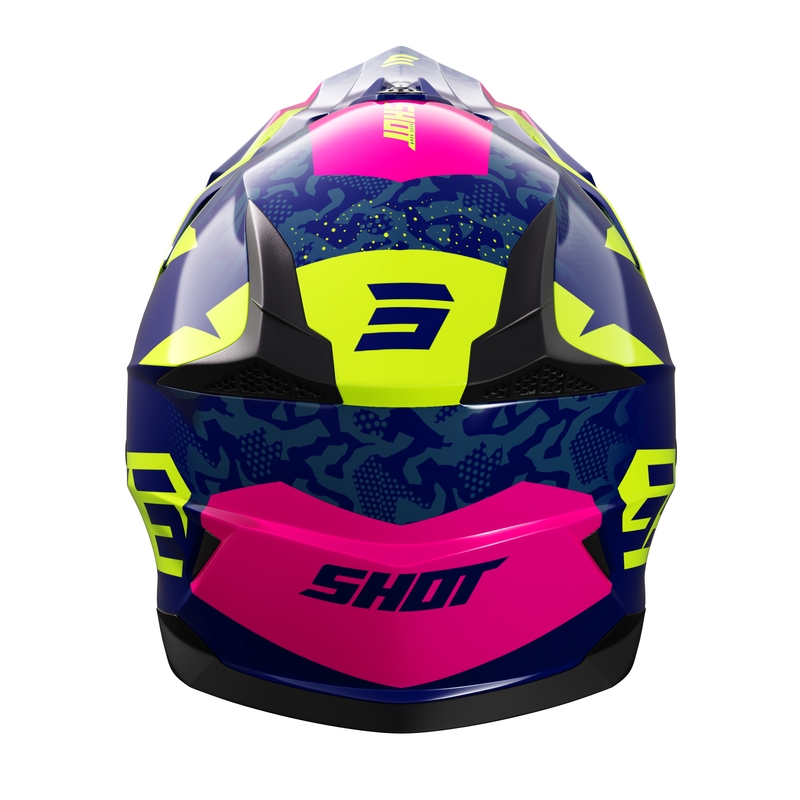 Motocrosshjelm til børn Shot Pulse Airfit skinnende blå-fluogul-pink udsalg