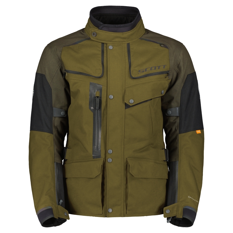 Motorcykeljakke SCOTT VOYAGER DRYO sort-brun-oliven