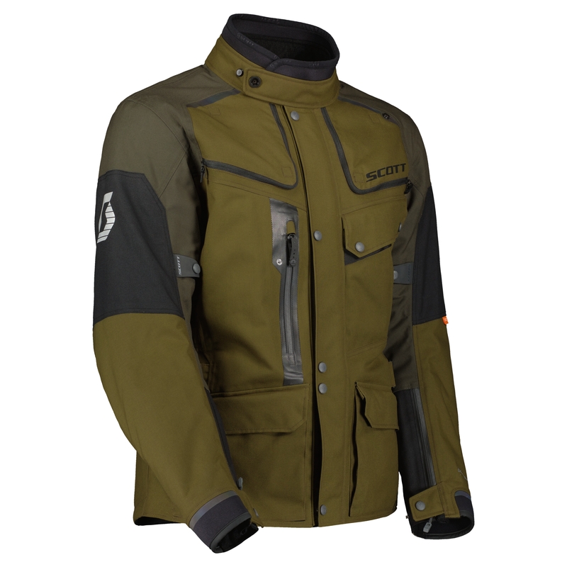 Motorcykeljakke SCOTT VOYAGER DRYO sort-brun-oliven