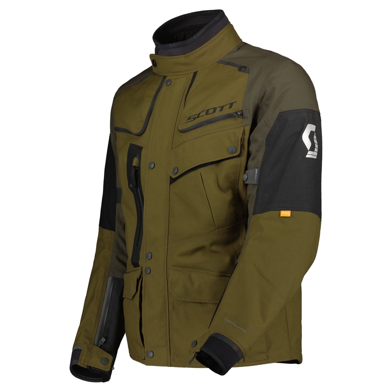 Motorcykeljakke SCOTT VOYAGER DRYO sort-brun-oliven