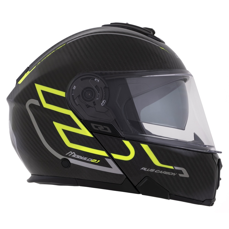 Cassida Modulo 2.1 Plus Carbon fluogul-sølv-sort flip-up hjelm