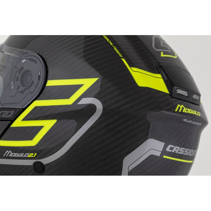 Cassida Modulo 2.1 Plus Carbon fluogul-sølv-sort flip-up hjelm