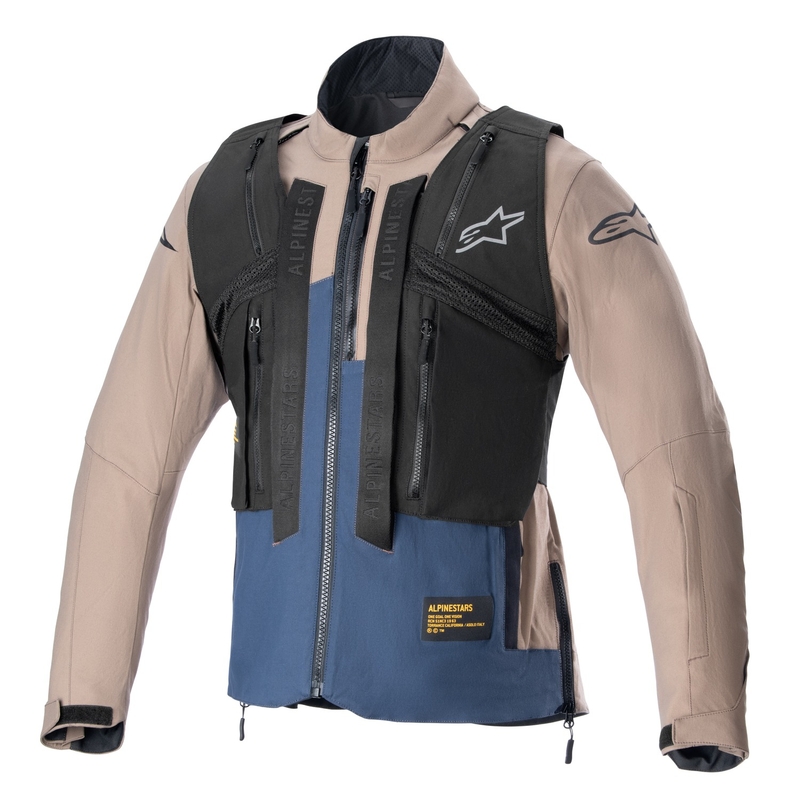 Alpinestars Techdura sort-brun-mørkeblå motorcykeljakke