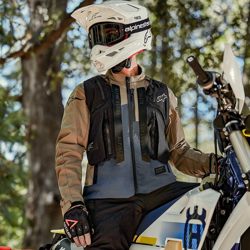Alpinestars Techdura sort-brun-mørkeblå motorcykeljakke