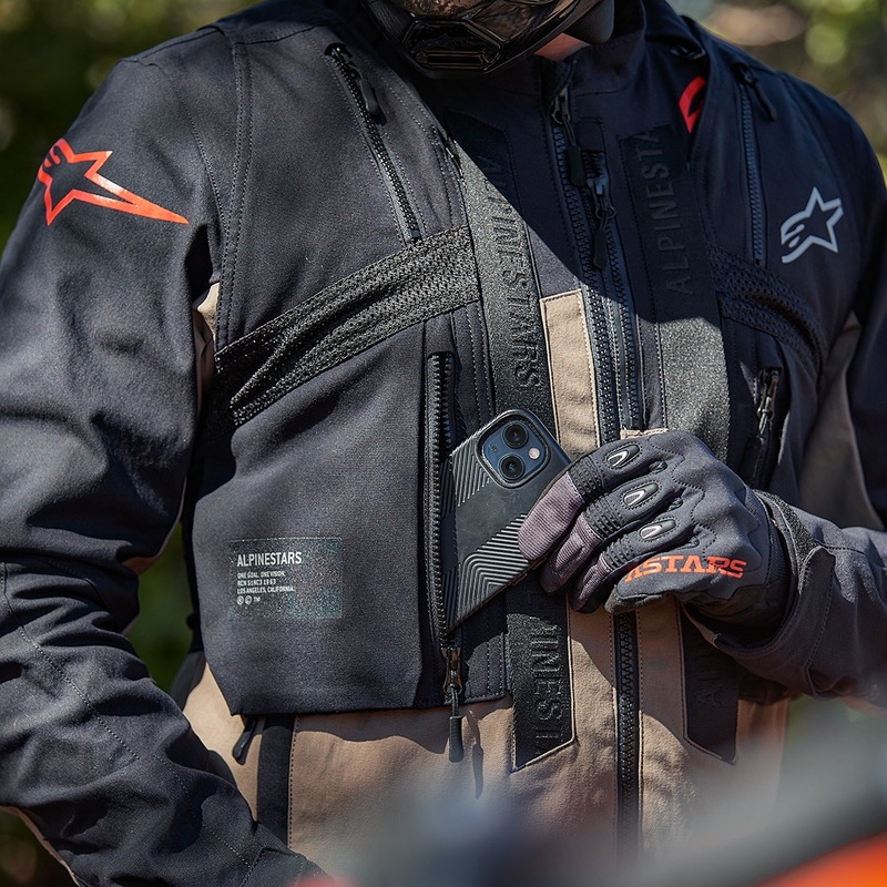 Alpinestars Techdura sort-brun-mørkeblå motorcykeljakke