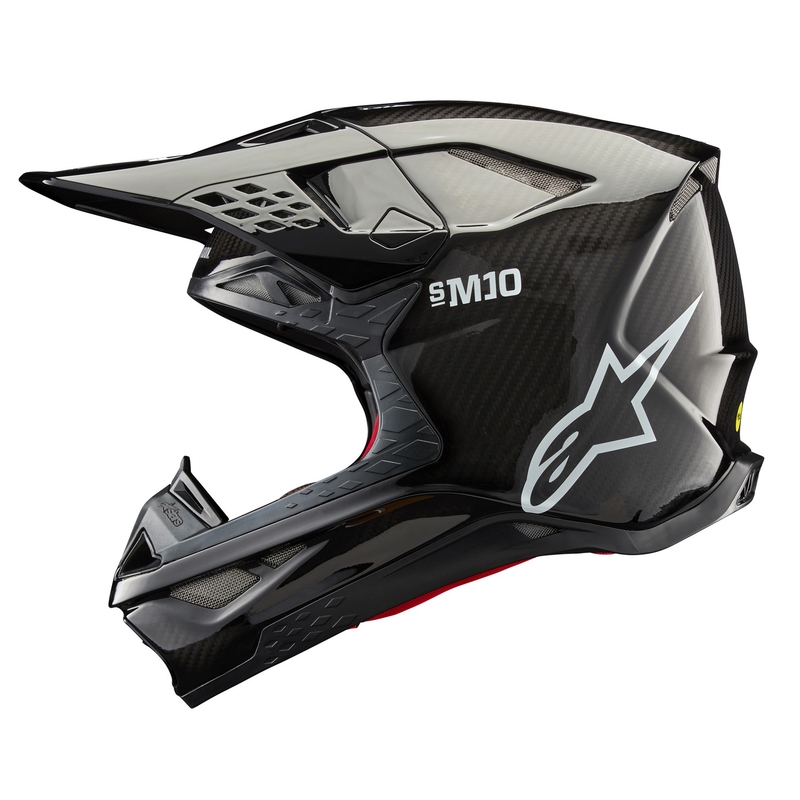Alpinestars Supertech S-M10 Solid Gloss Carbon Motocross-hjelm