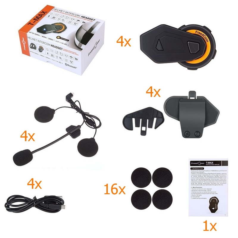 Sæt med 4 Bluetooth-intercom T-MAX