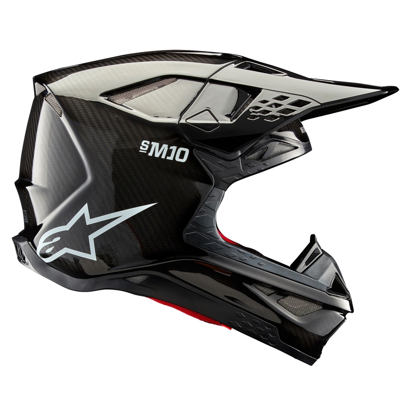 Alpinestars Supertech S-M10 Solid Gloss Carbon Motocross-hjelm