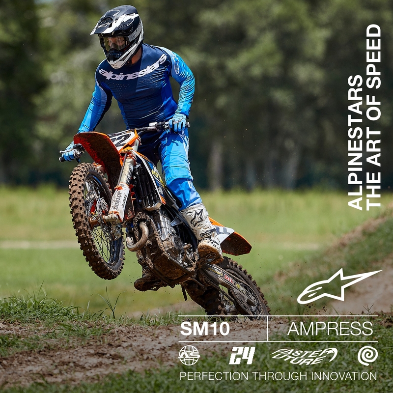 Alpinestars Supertech S-M10 Ampress motocrosshjelm i mat sort og hvid