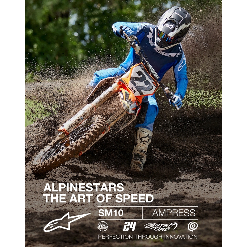 Alpinestars Supertech S-M10 Ampress motocrosshjelm i mat sort og hvid