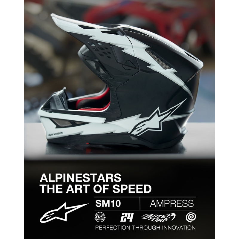Alpinestars Supertech S-M10 Ampress motocrosshjelm i mat sort og hvid