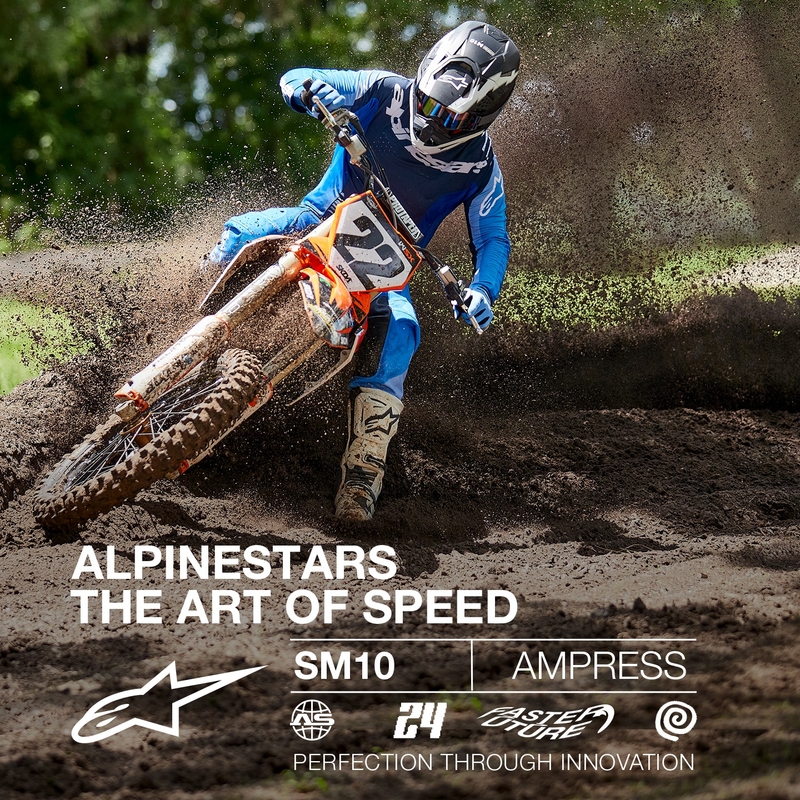 Alpinestars Supertech S-M10 Ampress motocrosshjelm i mat sort og hvid