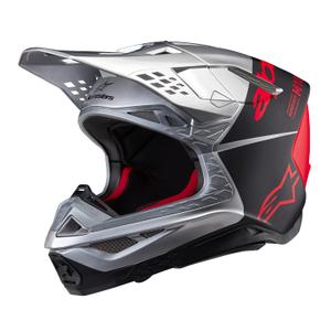 Alpinestars Supertech S-M10 Flood motocrosshjelm mat sølv-sort-orange fluo