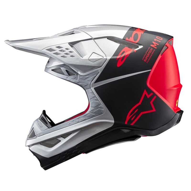 Alpinestars Supertech S-M10 Flood motocrosshjelm mat sølv-sort-orange fluo