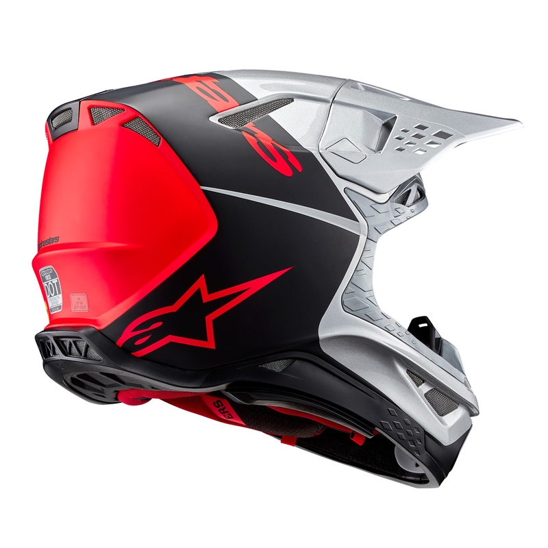 Alpinestars Supertech S-M10 Flood motocrosshjelm mat sølv-sort-orange fluo
