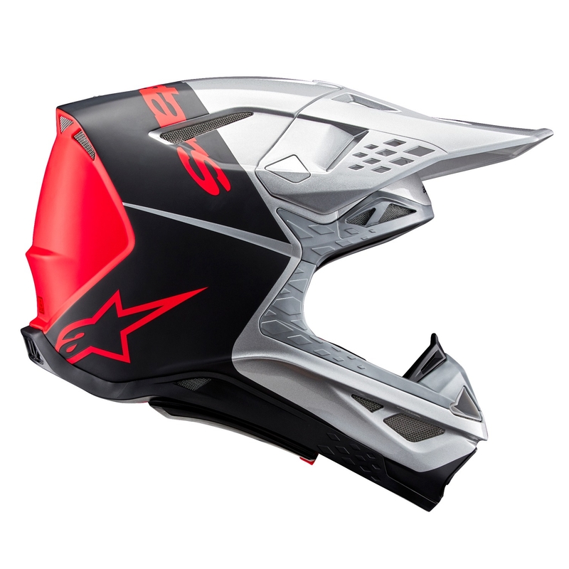 Alpinestars Supertech S-M10 Flood motocrosshjelm mat sølv-sort-orange fluo