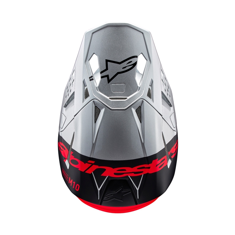 Alpinestars Supertech S-M10 Flood motocrosshjelm mat sølv-sort-orange fluo