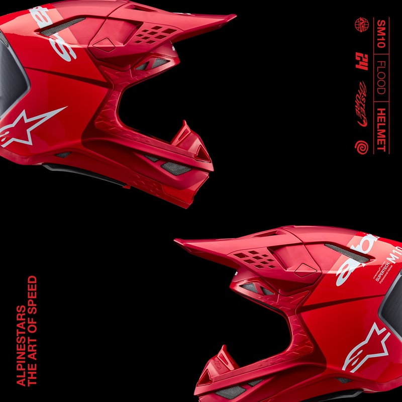 Alpinestars Supertech S-M10 Flood motocrosshjelm mat fluo rød