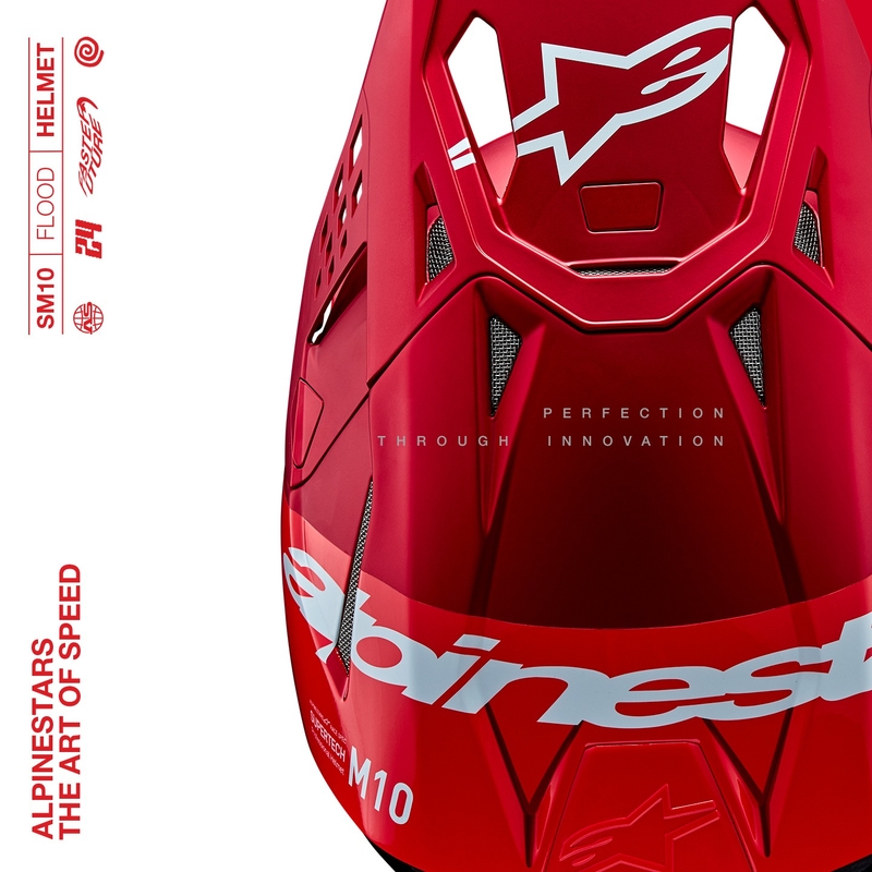 Alpinestars Supertech S-M10 Flood motocrosshjelm mat fluo rød