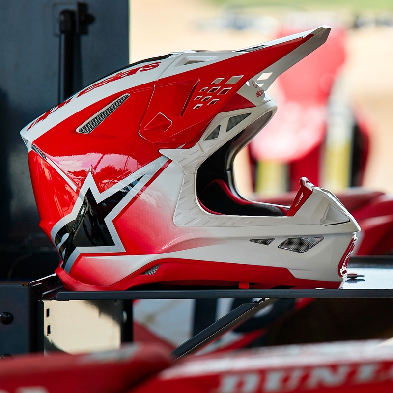 Alpinestars Supertech S-M10 Unite motocrosshjelm rød og hvid
