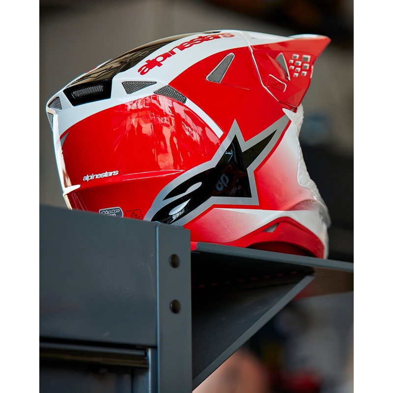 Alpinestars Supertech S-M10 Unite motocrosshjelm rød og hvid